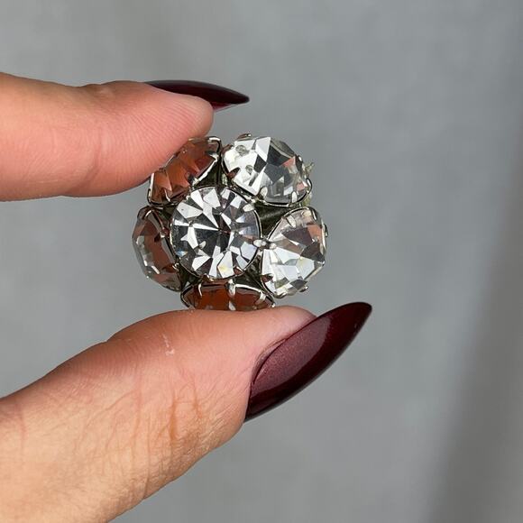 VTG 80’s CC Courtenay Crystal Star Ball Earrings White Clear Rhinestone Vintage - Picture 14 of 16